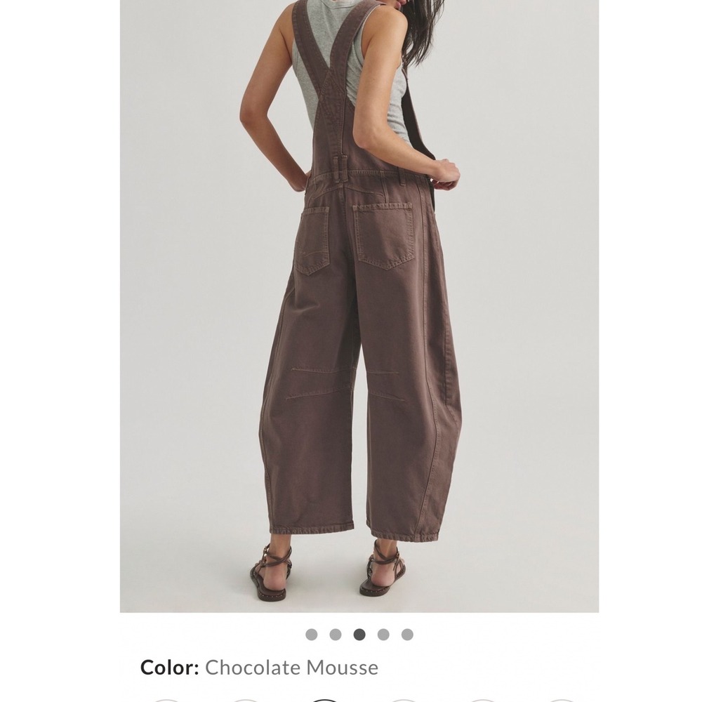 Free People We The Free Good Luck Barrel Overalls Chocolate Mousse Brown XL - Picture 2 of 5